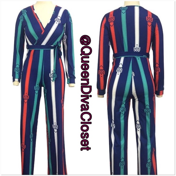 Green red white blue striped jumpsuit romper XL 12 - Picture 2 of 6
